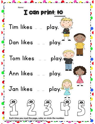 Print the sight word to